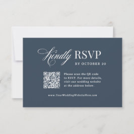 Tarjeta De Confirmación De Asistencia Clásico de Lujo | Boda con Código QR Escaneable Az