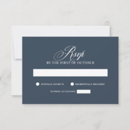 Tarjeta De Confirmación De Asistencia Clásico de Lujo | Boda elegante de azul marino
