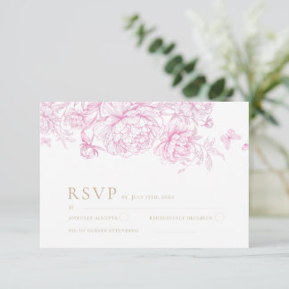 Tarjeta De Confirmación De Asistencia Clásico Elegante Floral Francés Boda 
