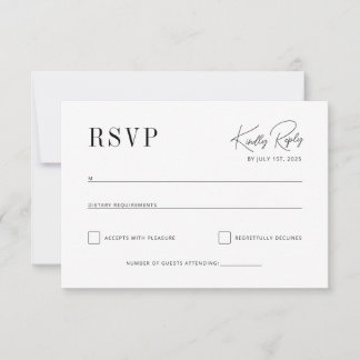 Tarjeta De Confirmación De Asistencia Clásico elegante RSVP, hermosa fuente lacónica