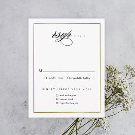 Tarjeta De Confirmación De Asistencia Clásico Elegante Script Boda de Oro 