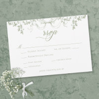 Clásico Elegante Verde Salvia Floral Marco Boda
