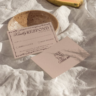 Tarjeta De Confirmación De Asistencia Clásico Floral Burgundy Beige Dinero Antiguo Boda