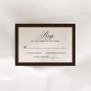 Tarjeta De Confirmación De Asistencia Clásico Lujo   Boda Elegante Marrón Neutro