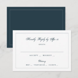 Tarjeta De Confirmación De Asistencia Clásico Marco de Monograma de Caligrafía Navy Boda