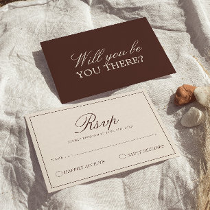 Tarjeta De Confirmación De Asistencia Clásico marrón chocolate dinero antiguo boda elega