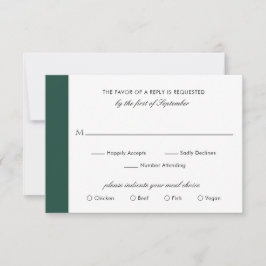 Tarjeta De Confirmación De Asistencia Clásico minimalista elegante Boda verde esmeralda