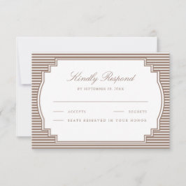 Tarjeta De Confirmación De Asistencia Clásico Mocha Marrón Rayado Boda 
