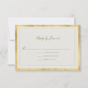 Tarjeta De Confirmación De Asistencia Clásico Moderno Dorado Ecru Formal Elegante Boda