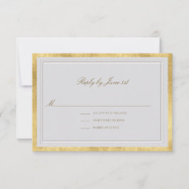 Tarjeta De Confirmación De Asistencia Clásico Moderno Marfil Dorado Formal Elegante Boda