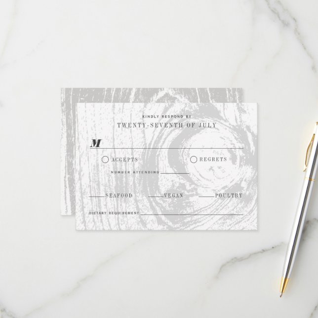 Tarjeta De Confirmación De Asistencia Clásico moderno matrimonio de invierno con granos  (Anverso/Reverso In Situ)