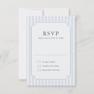 Tarjeta De Confirmación De Asistencia Clásico Moderno Rayas Azul Polvo Boda Vintage