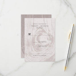 Tarjeta De Confirmación De Asistencia Clásico Moderno Rústico Grano de madera Boda de ot