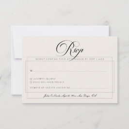 Tarjeta De Confirmación De Asistencia Clásico Negro Marfil Blanco Caligrafía Boda