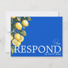 Tarjeta De Confirmación De Asistencia 💙🍋Clásico QR simple Azul & Limone Romance