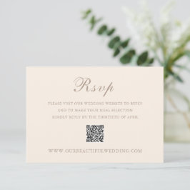 Tarjeta De Confirmación De Asistencia Clásico Sandy Neutral Código QR Boda elegante