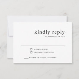 Tarjeta De Confirmación De Asistencia Clásico simple | Boda blanco y negro