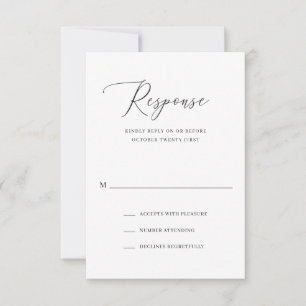 Tarjeta De Confirmación De Asistencia Clásico simple boda formal elegante