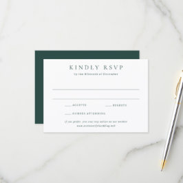 Tarjeta De Confirmación De Asistencia Clásico Verde Esmeralda Boda Simple