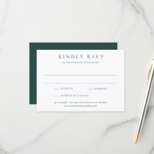 Tarjeta De Confirmación De Asistencia Clásico Verde Esmeralda Boda Simple