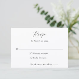 Tarjeta De Confirmación De Asistencia Classic Black and White Monogram Elegant Wedding