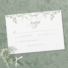 Tarjeta De Confirmación De Asistencia Classic Elegant Sage Green Floral Frame Wedding