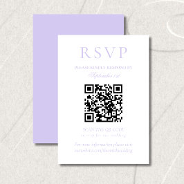 Tarjeta De Confirmación De Asistencia Classic Lavender Minimalist Wedding QR Code