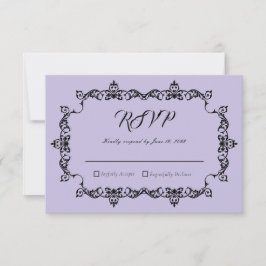 Tarjeta De Confirmación De Asistencia Classic Lavender Purple Ornately Framed Wedding