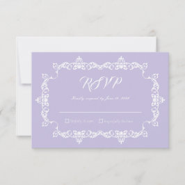 Tarjeta De Confirmación De Asistencia Classic Lavender Purple Ornately Framed Wedding