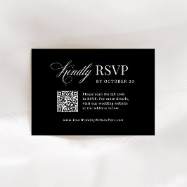 Tarjeta De Confirmación De Asistencia Classic Luxe | Boda de código QR escaneado negro