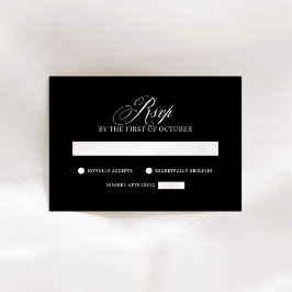 Tarjeta De Confirmación De Asistencia Classic Luxe | Boda negro elegante