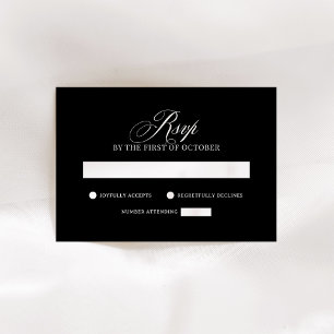 Tarjeta De Confirmación De Asistencia Classic Luxe   Boda negro elegante