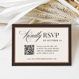 Tarjeta De Confirmación De Asistencia Classic Luxe | Brown Neutral QR Code Wedding