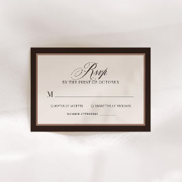 Tarjeta De Confirmación De Asistencia Classic Luxe | Elegant Brown Neutral Wedding
