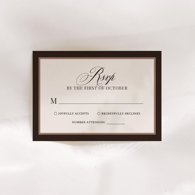Tarjeta De Confirmación De Asistencia Classic Luxe | Elegant Brown Neutral Wedding (Subido por el creador)