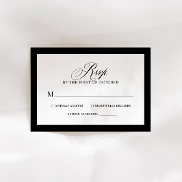Tarjeta De Confirmación De Asistencia Classic Luxe | Elegante Boda blanco y negro