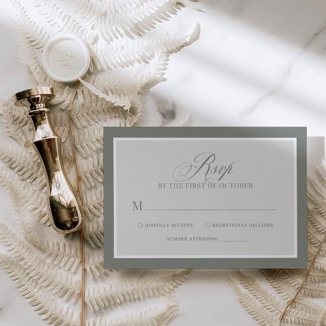 Tarjeta De Confirmación De Asistencia Classic Luxe | Elegante Boda Sage Green (Subido por el creador)