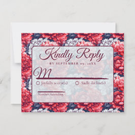 Tarjeta De Confirmación De Asistencia Classic Nature Peonies Flower Autumn Wedding