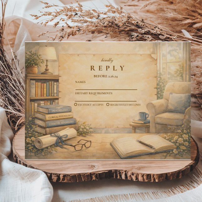 Tarjeta De Confirmación De Asistencia Classic Psychology Graduation (Subido por el creador)