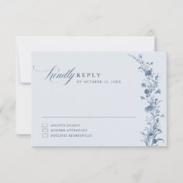 Tarjeta De Confirmación De Asistencia Classic Victorian Blue French Garden Chic Wedding 
