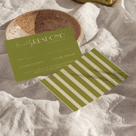 Tarjeta De Confirmación De Asistencia Classy Moss Green Old Money Fancy Wedding