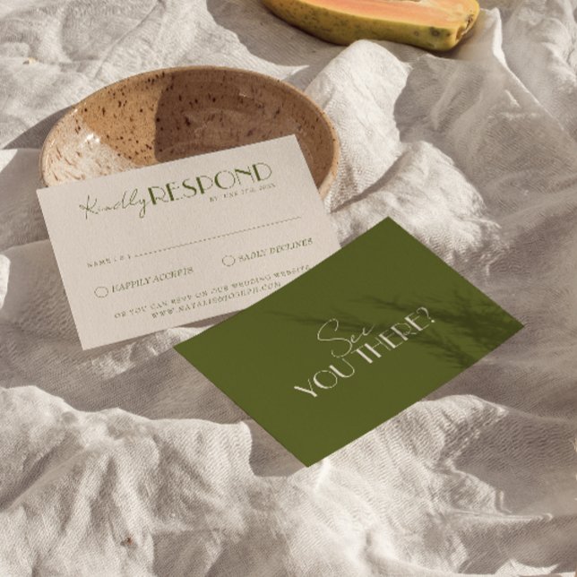 Tarjeta De Confirmación De Asistencia Classy Olive Green Old Money Luxury Wedding (Subido por el creador)