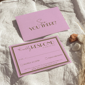 Tarjeta De Confirmación De Asistencia Classy Pink Grassland Old Money Luxury Wedding