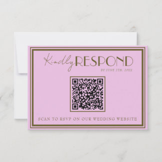 Tarjeta De Confirmación De Asistencia Classy Pink Grassland Old Money QR Code Wedding