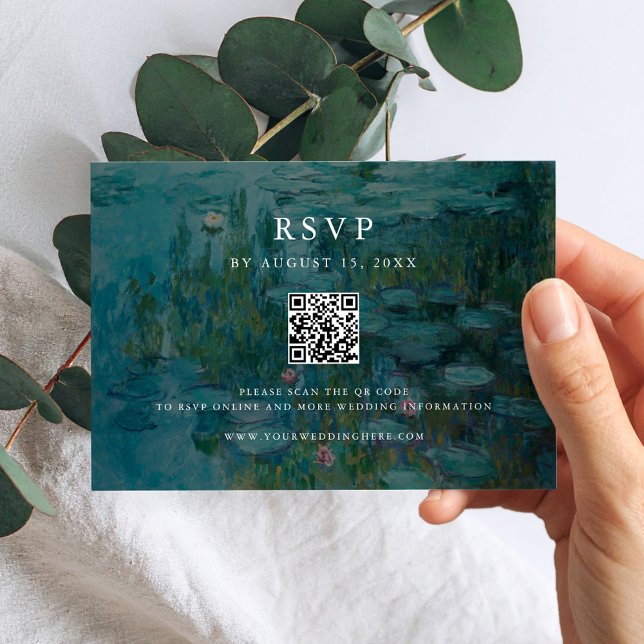 Tarjeta De Confirmación De Asistencia Claude Monet Water Lilies Boda (Subido por el creador)