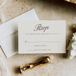 Tarjeta De Confirmación De Asistencia Clavo | Boda de guión clásico de Borgoña profundo