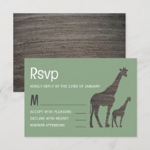 Tarjeta De Confirmación De Asistencia Clay Safari Giraffe, Boda ruso