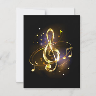 Tarjeta De Confirmación De Asistencia Clef de sol de música de oro