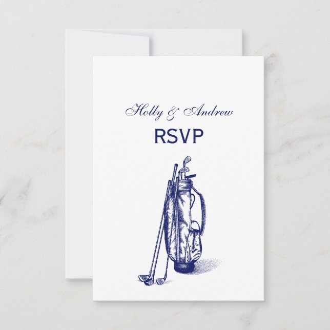 Tarjeta De Confirmación De Asistencia Club de golf Golf Bag Blue (Anverso)