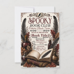Tarjeta De Confirmación De Asistencia Club de lectura espeluznante gótico vintage de Hal